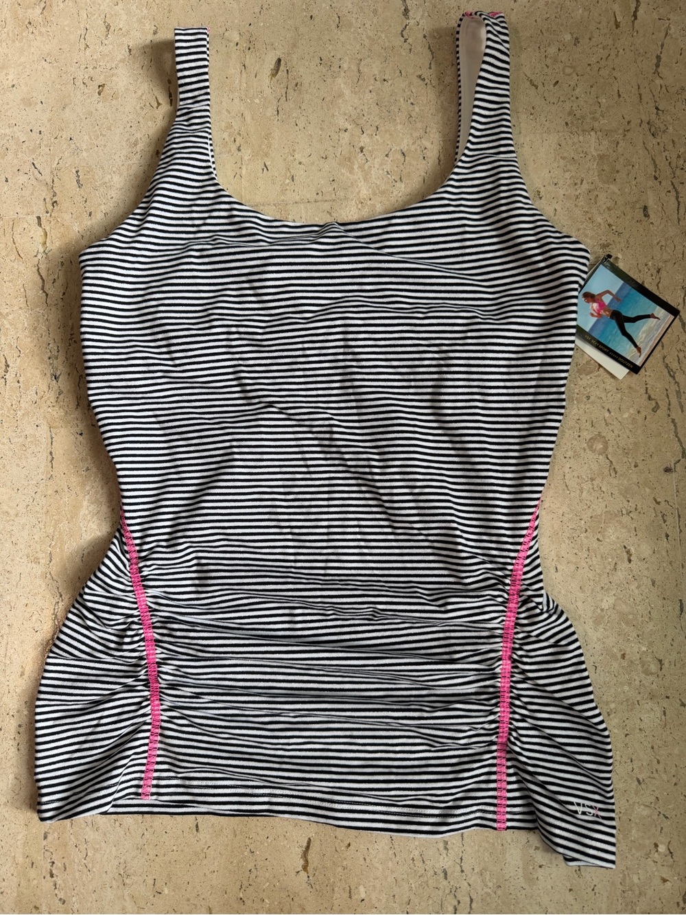 Victorias Secret Sexy Sport Y2K 2011 Black, White, Silver Metallic, Pink Tank MD
